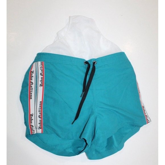 John Galliano Turquoise Blue Swim Shorts Trunks Recent Authentic US Size Small - Picture 6 of 8